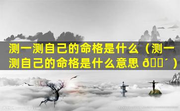测一测自己的命格是什么（测一测自己的命格是什么意思 🐴 ）